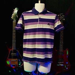 Vintage ADIDAS Purple Striped Polo Shirt Sz. XL